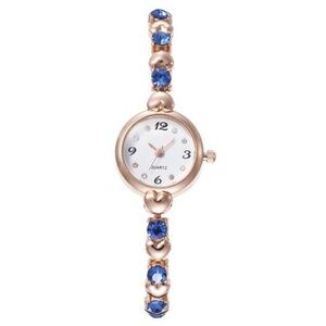 NWT - Rose Gold-Tone Quartz Watch with Blue Crystals – Heart Link Bracelet